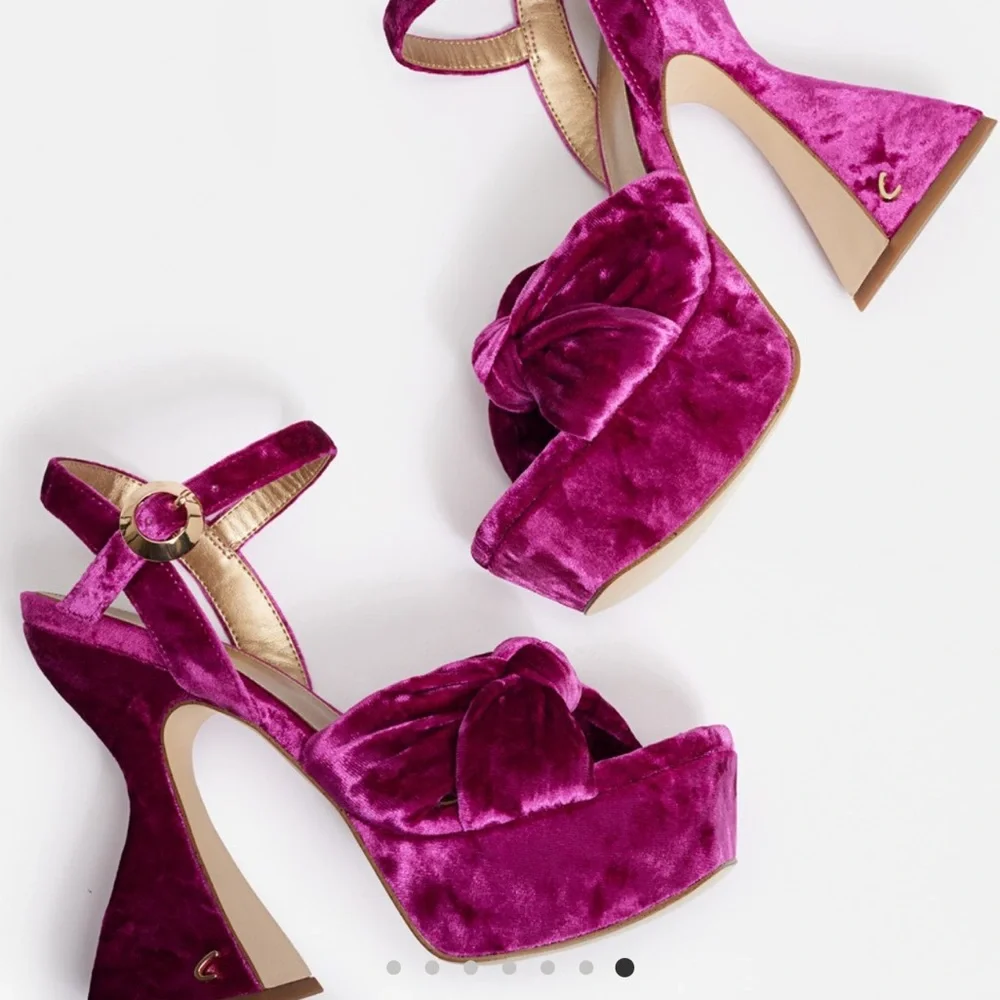 Circus by Sam Edelman Magenta Velvet Bow Platform Sandals